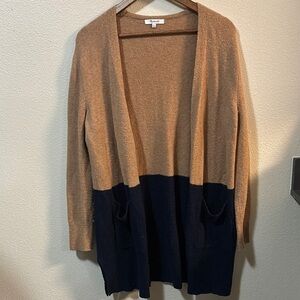 Madewell Tan and Navy Open Cardigan